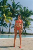 Ariel Hand-Beaded Bikini Top Red