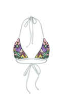 Talia Hand Embroidered White Base Bikini Top