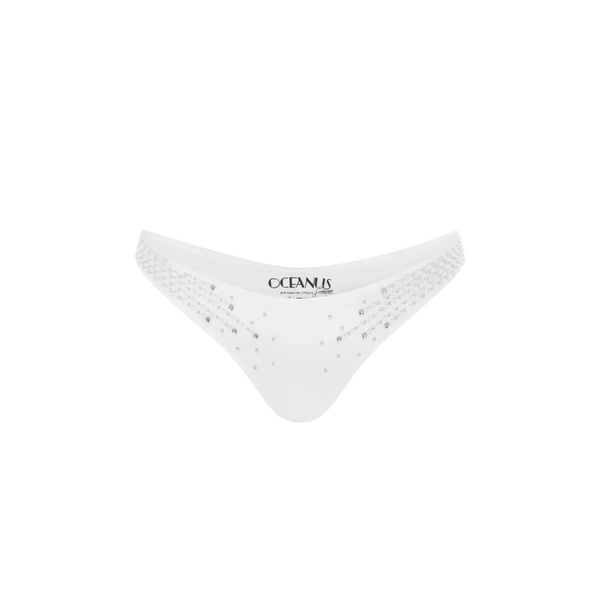 Ophelia Hand Embroidered Summer Bikini Bottoms White